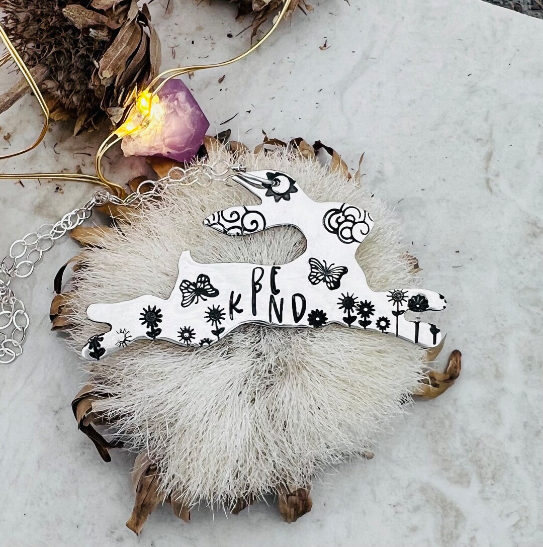 Be Kind Rabbit Necklace-leaping Rabbit Necklace-minimalist Jewelry ...