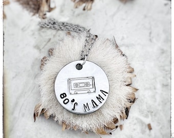 80s Mama Cassette Necklace-cassette-mix tape-music love-80s music-Minimalist Necklace-Minimalist Jewelry-Gifts for Mom-Gifts for Friends