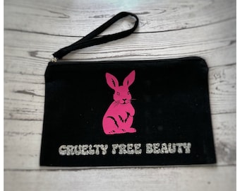 Cruelty Free Beauty Rabbit Make-Up Bag-vegan pouch-vegan gifts-Gift Shop-Tote-Vegan Tote-Vegan Bag-Canvas pouch-cruelty free-gifts for her