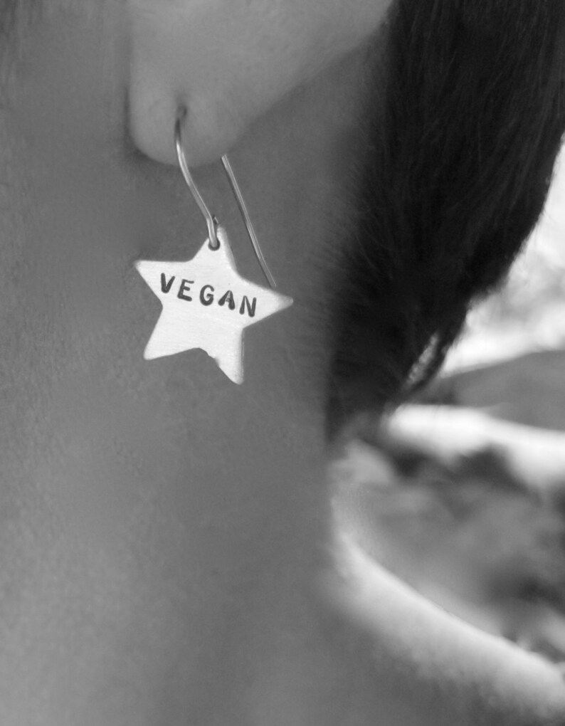 Vegan Earrings-Star Charms-Vegan Jewelry-Gift-Birthday-Anniversary-Wedding-Personalized-Eco Friendly