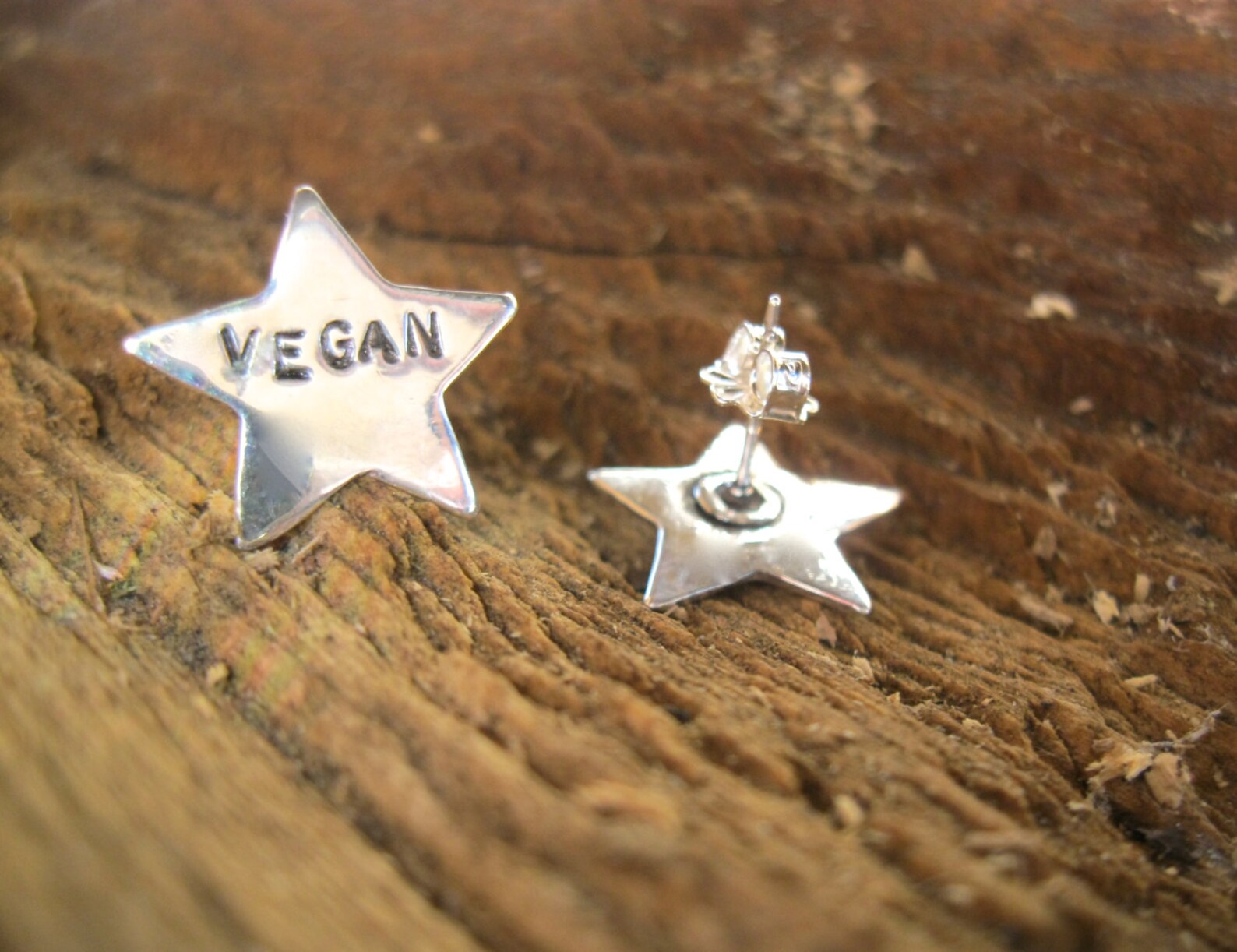 Vegan Earringsrecycled Sterling Vegan Star Earringsvegan Etsy