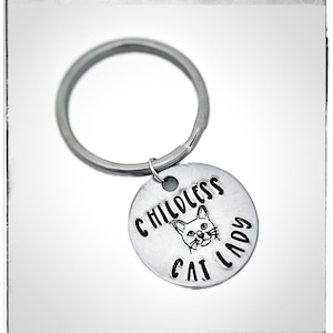 Childless Cat Lady Keychain-Cat Ladies for Kamala-Cat Lady Keychain-Vote 2024-Vegan Childless Cat Lady Keychain-Hand stamped-Cat Lady