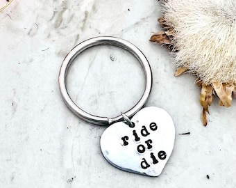 Ride or Die Heart Keychain-Best Friend Gift-Womens Gift-Bridal Party-Girl Gang Gift-Gifts for Her-Birthday Gift For Bestie-Bestie Gifts