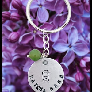 Matcha Mama Jade Charm keychain-Matcha -green tea-Mothers Day Gift-mama-tea lover-tea time-Matcha lover-Teacher Gift-Starbucks-mom gift