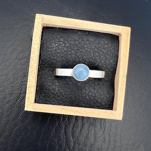 Aquamarine Minimalist Ring-March Birthstone-Birthstone Ring-Handmade Ring-Gifts for her-Dainty Jewelry-Silver Ring-Vegan Ring-Blue Stone