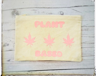 Plant Based Hemp Leaf Pouch-make-up bag-vegan pouch-vegan gifts-Gift Shop-Tote-Plant Lovers -CBD-Vegan Bag-Canvas pouch-Cannabis