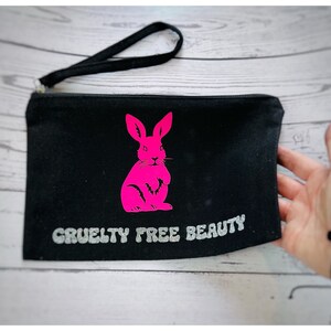 Cruelty Free Beauty Rabbit Make-Up Bag-vegan pouch-vegan gifts-Gift Shop-Tote-Vegan Tote-Vegan Bag-Canvas pouch-cruelty free-gifts for her image 2