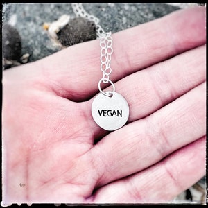 Vegan charm in recycled sterling-vegan necklace-vegan jewelry-charm necklace-vegan gift birthday-anniversary image 2