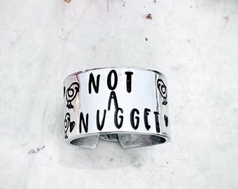 Not a Nugget Baby Chicks Wide Ring-aluminum band-chicken ring-vegan ring-vegan jewelry-vegan gifts-wide ring-gifts