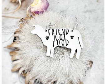 Friend Not Food Cow Necklace-Minimalist Necklace-Minimalist Jewelry-Gifts for Her-Gifts for Mom-Dainty Necklace-Vegan Necklace-Cows