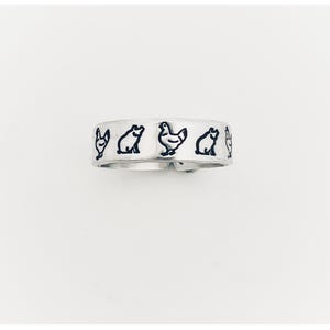 Farmed Animal Rescue Fun Ring-Pigs and Chickens Ring-Adjustable Ring-Aluminum Ring-Gifts for Her-Band Ring -Vegan Ring-Minimalist Ring