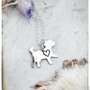 Tiny Dog with Heart Necklace-Minimalist Necklace-Dainty Necklace-Sterling Silver Necklace-Dog Mom Necklace-Dog Jewelry-Minimalist Jewelry