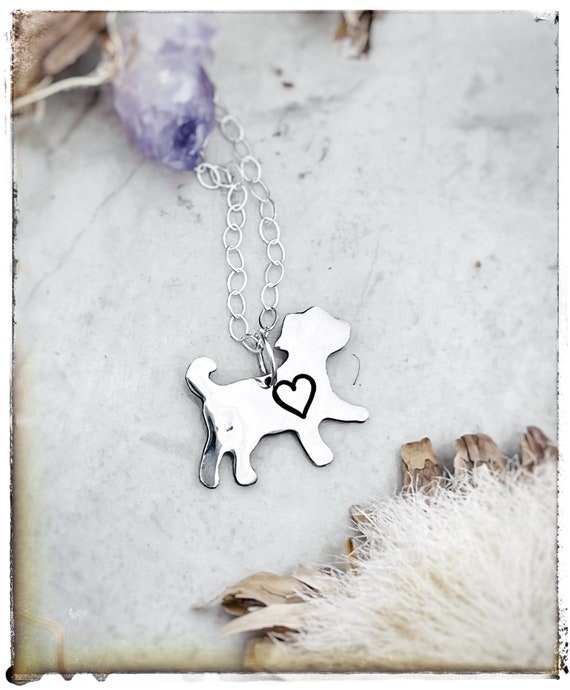 Puppy Dog Charm with Cut Out Heart Sterling Silver Puppy Dog Charm with Cut Out Heart Sterling Silver