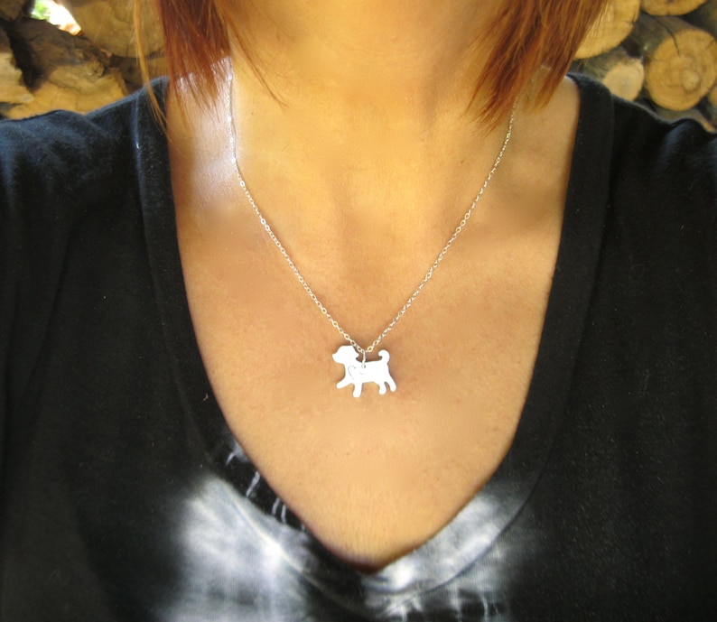 Mini Dog with Copper Heart-Recycled Sterling silver-Vegan necklace-Vegan Jewelry-Dog mom-anniversary-Birthday-Dog lover-Dog necklace