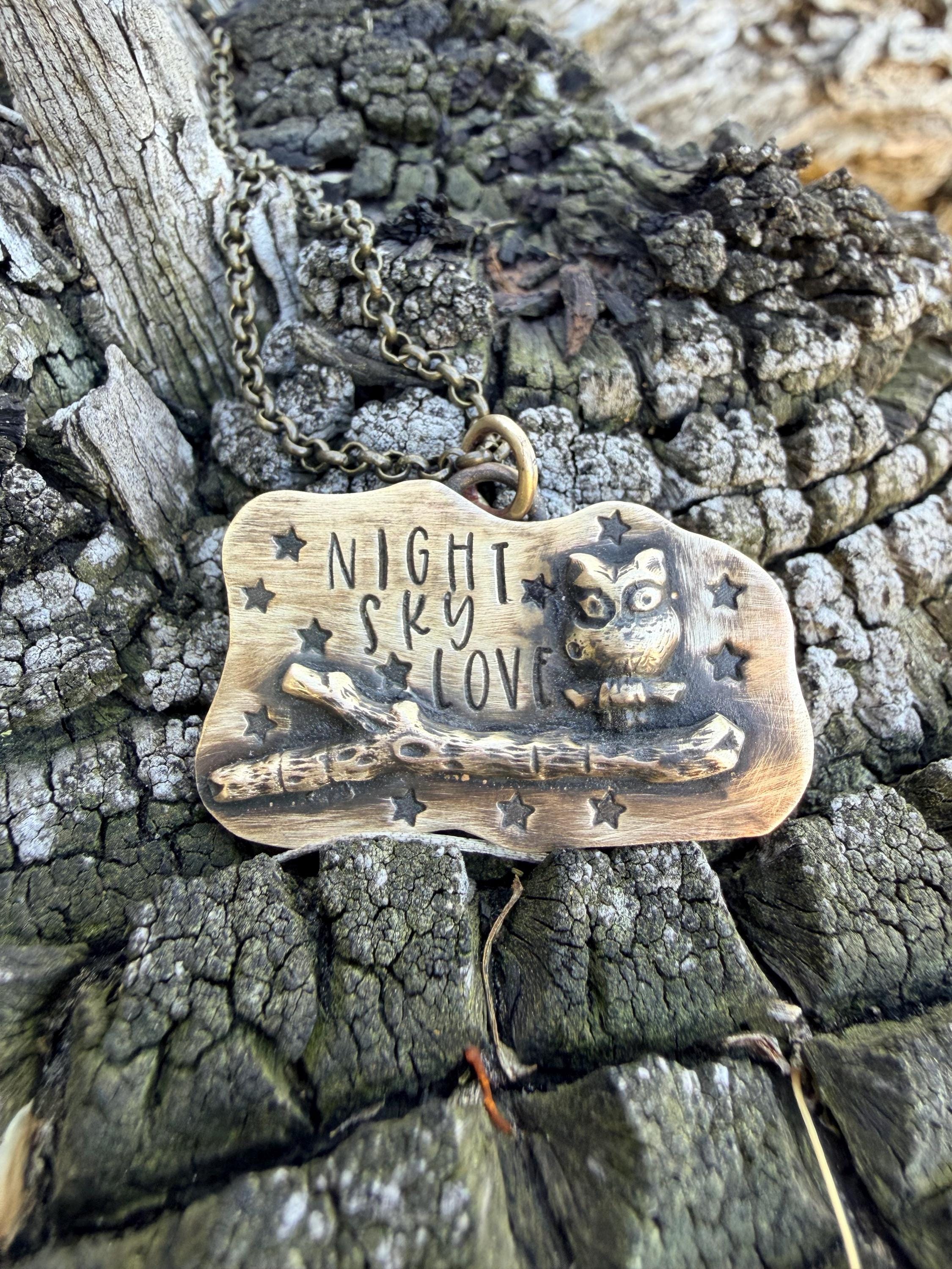 Vintage Night Sky Love Owl Pendant