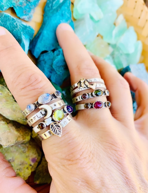 Garnet and Citrine Ring Stackable ring Gemstone ring Vegan Ring Gemstone Jewelry Stacker rings Eco Friendly Vegan Jewelry Birthstone ring