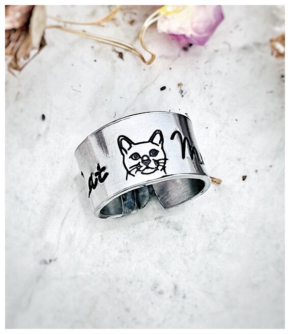 Cat Mom Wide Ring-aluminum Band- Ring-vegan Ring-vegan Jewelry