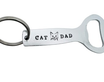 Katt pappa flasköppnare nyckelring-fars dag present-pappa present-herr present-katt pappa-present till make-personlig-presenter till honom