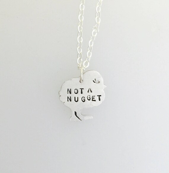 Vegan Necklace Mini Not A Nugget Chick Eco Friendly Necklace Vegan Jewelry Recycled Metals - 