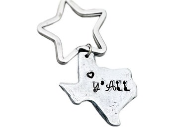 Y’all Texas Keychain-Keychain -Texas Keychain -Texas Hold ‘Em-Texas Jewelry-Texas Gifts-Keyring -Lone Star State-Texan Gift-Gifts for Her