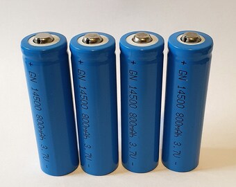 4 x 14500 3.7V 800mAh Rechargeable Batteries, Li-ion Battery, Button Top,