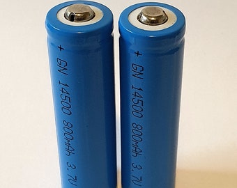 2 x 14500 3.7V 800mAh Rechargeable Battery, Li-ion Battery, Button Top,