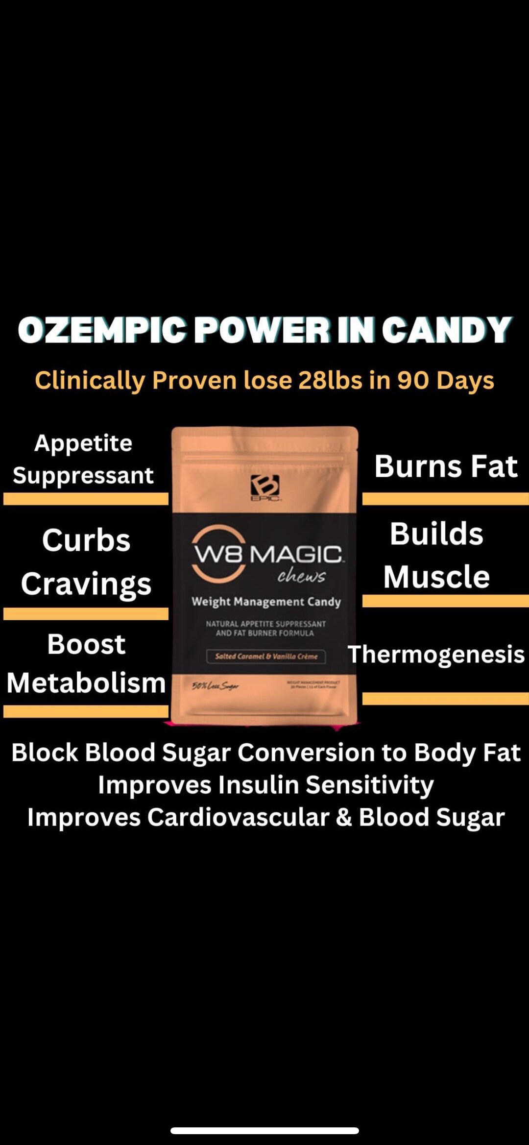 W8 Magic Candy Chews Natural Appetite Suppressant & Fat Burner includes Month Supply Bag Etsy