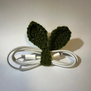 Crochet Sprout headphone accessory / cable tie / bookmark / accessory image 3