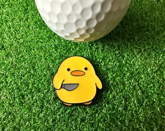 Bedrohliches Huhn mit Messer Golfballmarker – Golfzubehör – Golfgeschenk für Mann und Frau – Papa Golf – Golf-Abschlagmarker – Golfer-Geschenk