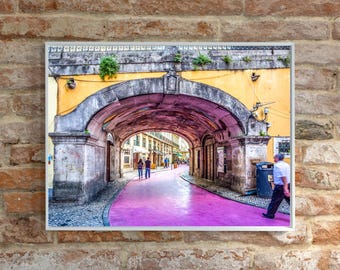 Pink Street Lisbon Print: Portugal Travel Photography