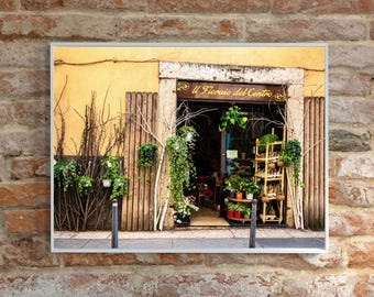 Verona Flower Shop Photography, Quaint Italian Storefront Wall Art