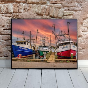 Cape Cod Fishing Boat Harbor Print: Hyannisport Nautical Wall Art