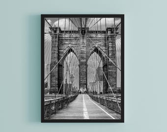 Brooklyn Bridge Photography: Black and White New York City Print