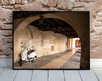 European Vespa Photography Print – Verona Street Scene Wall Art