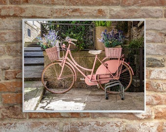European Bike Photography Wall Art -  - Pink Bicycle Wall art, Bike Lover gift, Gift for Bike enthusiast, Bicycle photography wall art