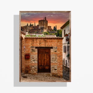 Alhambra Sunset Print: Old Doorway, Granada Spain Wall Art