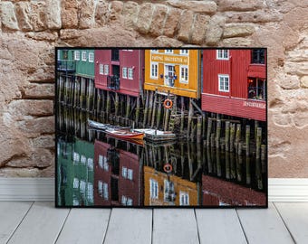 Colorful Trondheim Norway European Travel Photography - Premium Paper, Canvas, Metal, Acrylic Options - Sold Unframed