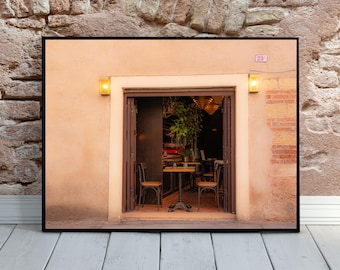European Restaurant Table for Two Photo, Italy Ambiance Wall Art
