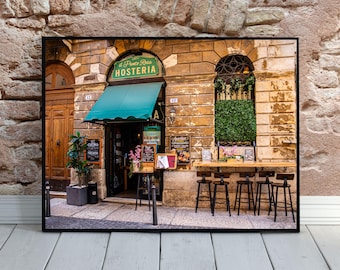 Verona Italy Pub Photography, European Restaurant Wall Art Canvas Print