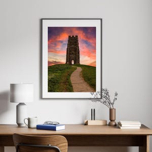 Glastonbury Tor Sunset Photography Print: Somerset, England Wall Art