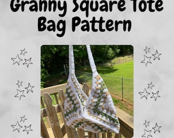 Granny Square Tote Bag CROCHET PATTERN, crochet granny square bag pattern, crochet bag pattern, crochet tutorial, crochet bag tutorial