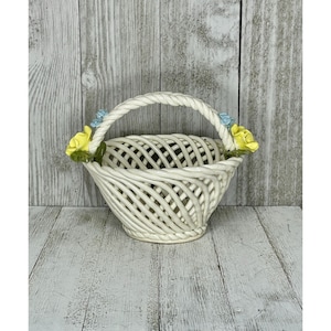 Vintage Bassano Capodimonte Style Italian Ceramic Woven Basket
