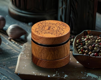 Personalised Engraved Walnut Grinder, Custom Engraved Wooden Grinder, Four-layer Design Grinder, Herbal Grinder, Girly Grinder, Ester Gift