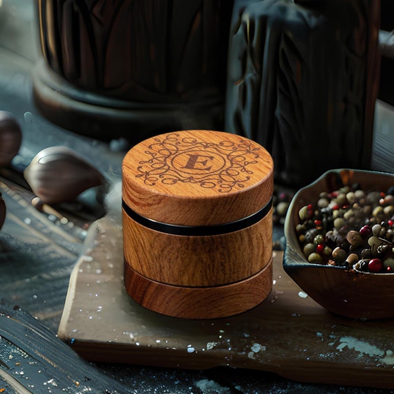 Personalised Engraved Walnut Grinder,Custom Engraved WoodenGrinder,Four-layerDesign Grinder,Herbal Grinder,PatternGrinder,Christmas Gift