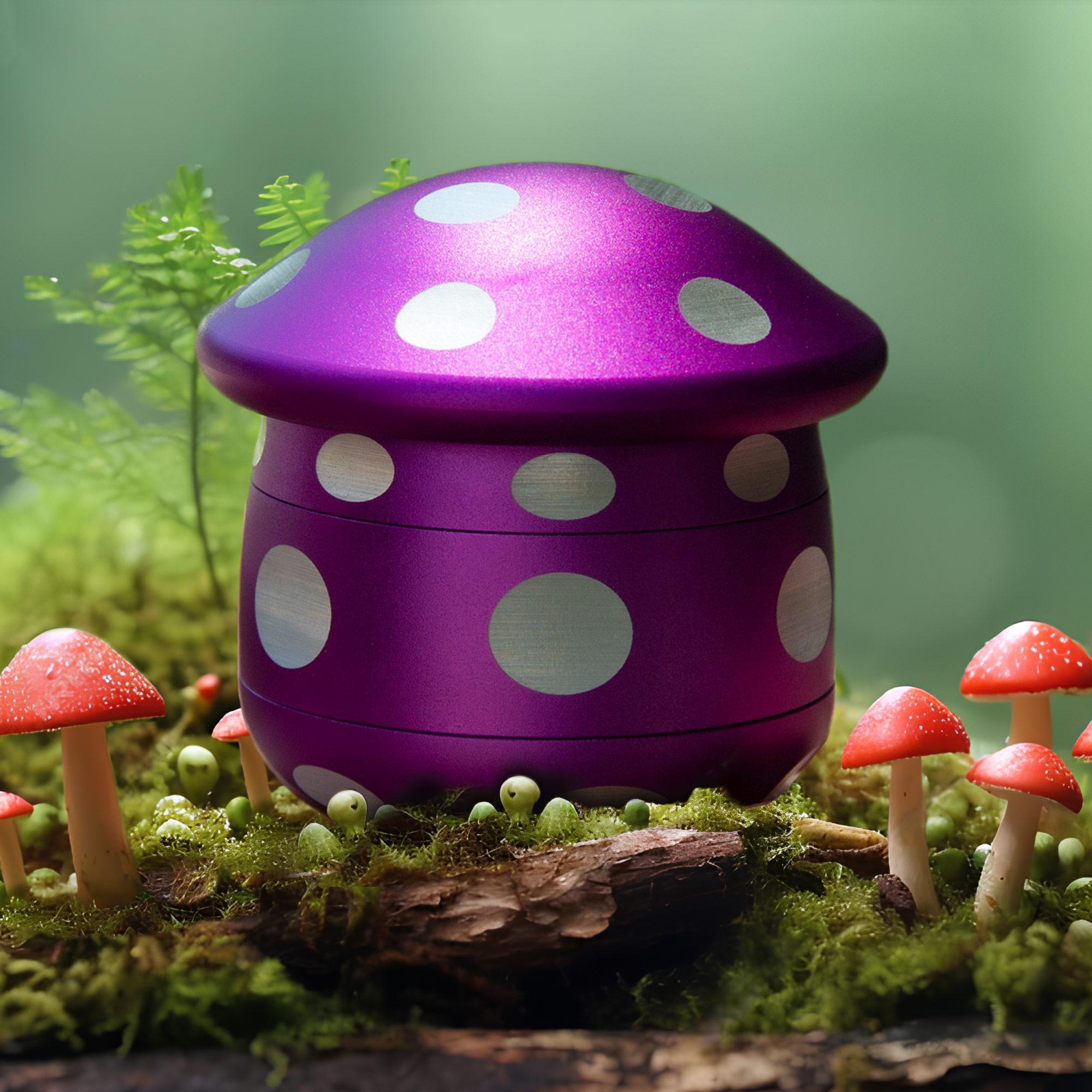 Purple Mushroom Grinder, Purple Finish Four-layer Design Grinder, Purple Mushroom Herbal Grinder, Girly Grinder