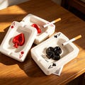 Ceramic Playing Card Suit Ashtray Custom Engraved Minimalist Ash Tray for Men Spade Heart Club Diamond Birthday  Engraved Gift ChristmasGift
