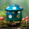 Blue Mushroom Grinder, Blue Finish Four-layer Design Grinder, Blue Mushroom Herbal Grinder, Girly Grinder