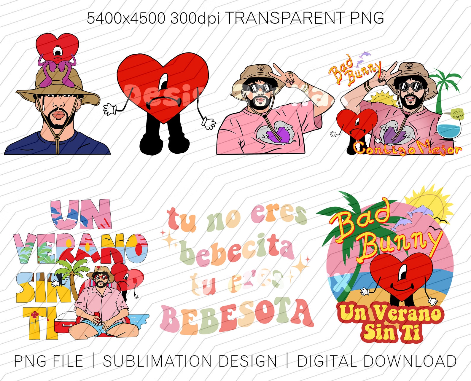 Bad Bunny Bundle Tu No Eres Bebecita Tu Eres Bebesota PNG Un - Etsy México