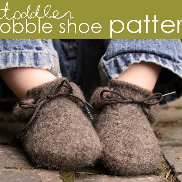 Toddler Cobble Shoe PDF PATTERN - (1, 2, and 3 years) - felted, shoe, bootie, booties, slipper, boot, shoelace, baby shower, gift, knitting