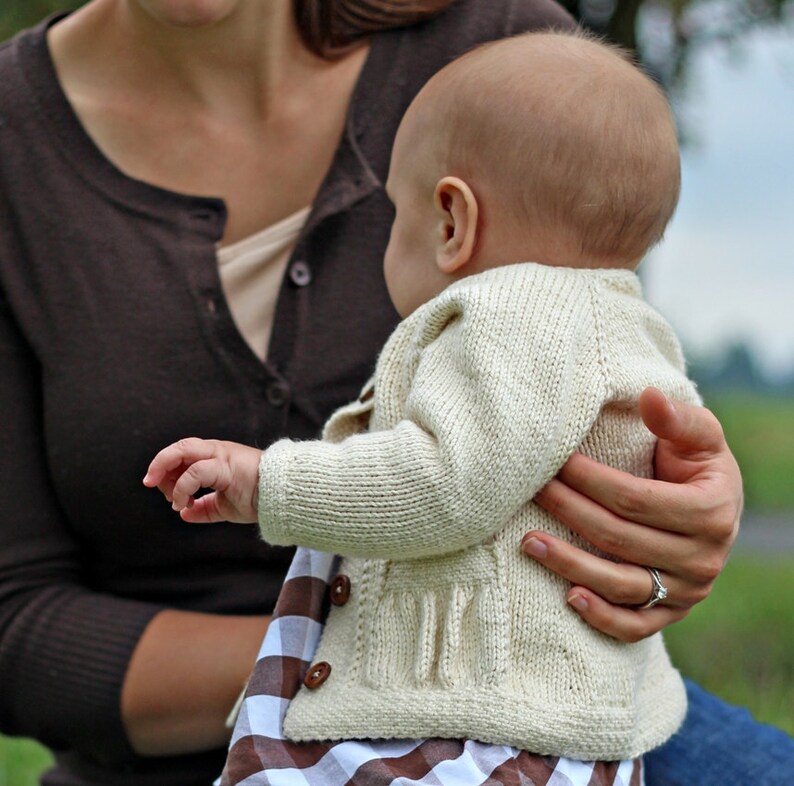 Baby Belle Cardigan PDF PATTERN 1-3, 3-6, 6-12, 12-18, 18-24 months sweater, girl, feminine, baby shower, gift, worsted weight, knit image 5